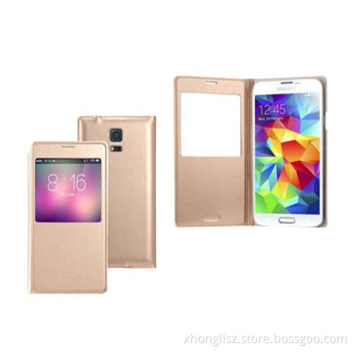 High Quality Windows Smart Leather Mobile Phone Case for Samsung Galaxy S5 I9600